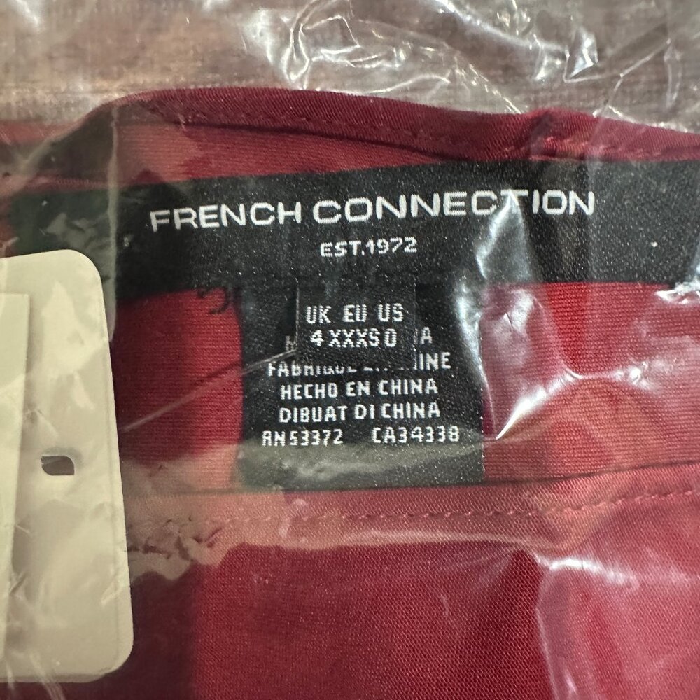 French Connection Long Bell Sleeve Red Satin Minidress Size 0 - Picture 2 of 8